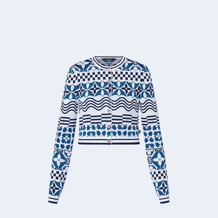 루이비통 모노그램 타일 자카드 크롭 가디건 1ABQJ6