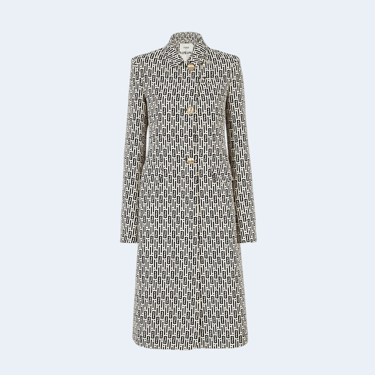 펜디 프린트 울 실크 코트