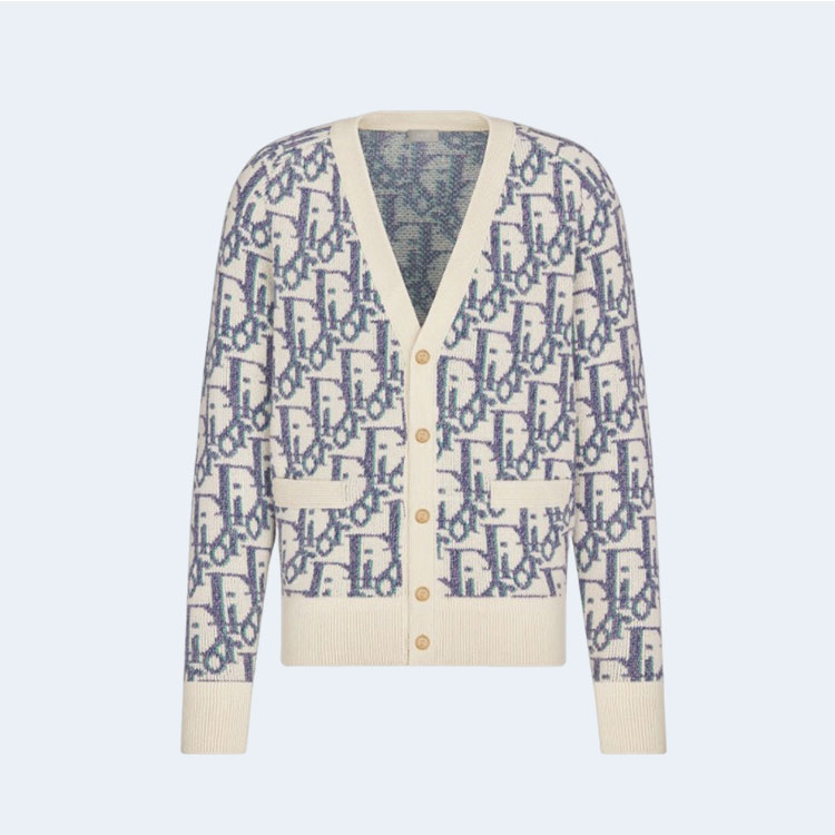 디올 오블리크 가디건 화이트 자카드