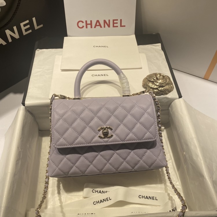 샤넬 24A COCO 탑 핸드 캐비어 백