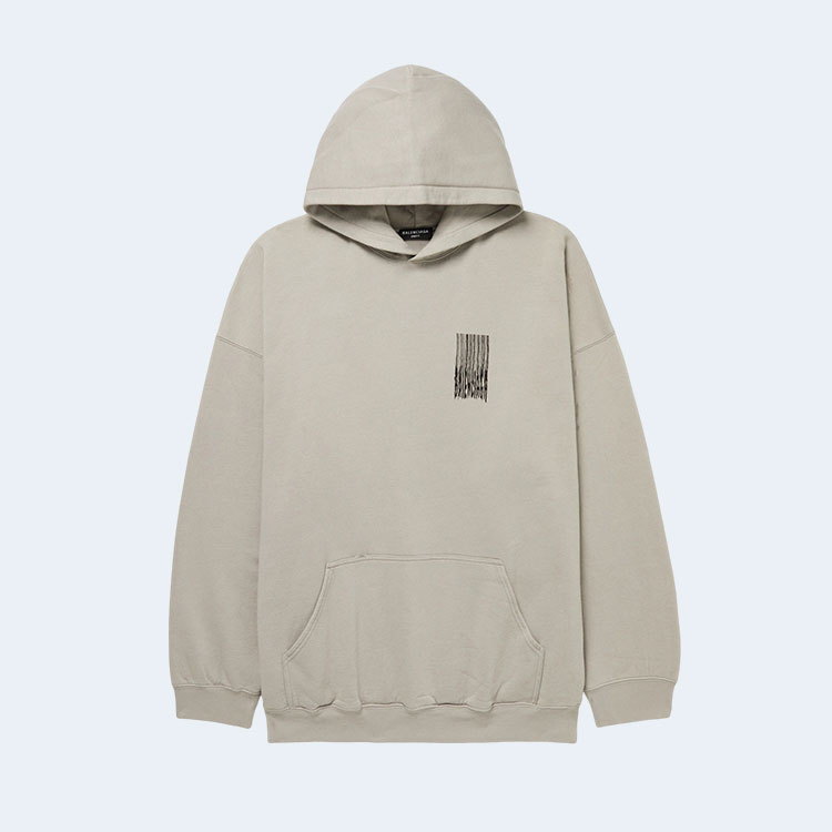 발렌시아가 오버사이즈 로고 프린트 후디 베이지