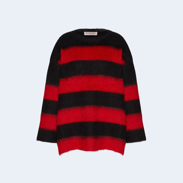발렌티노 가라바니 스트라이프 모헤어 스웨터