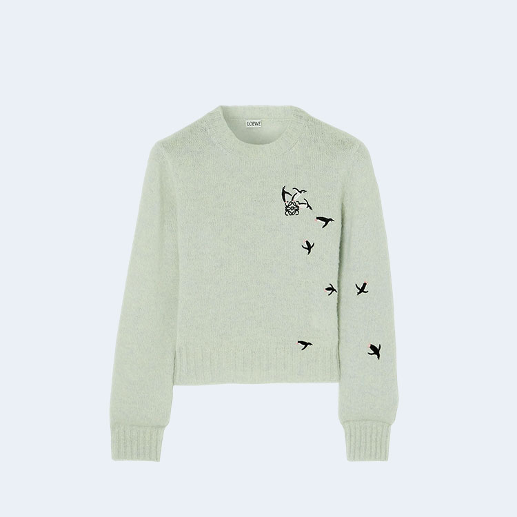 로에베 수나 푸지타 자수 울 스웨터