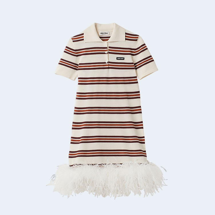 미우미우 실크 코튼 폴로 드레스