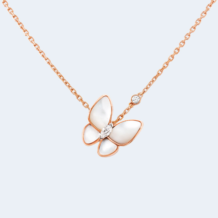 반클리프 앤 아펠 투 버터플라이 펜던트 목걸이