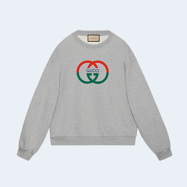 구찌 코튼 저지 프린트 스웨트셔츠 그레이