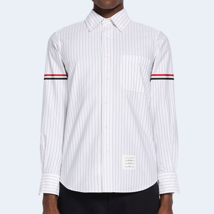 톰브라운 섀도우 핀스트라이프 옥스포드 암밴드 롱 슬리브 셔츠