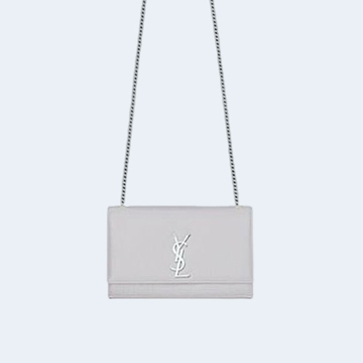 생로랑 케이트 미디엄 백 그레이 실버