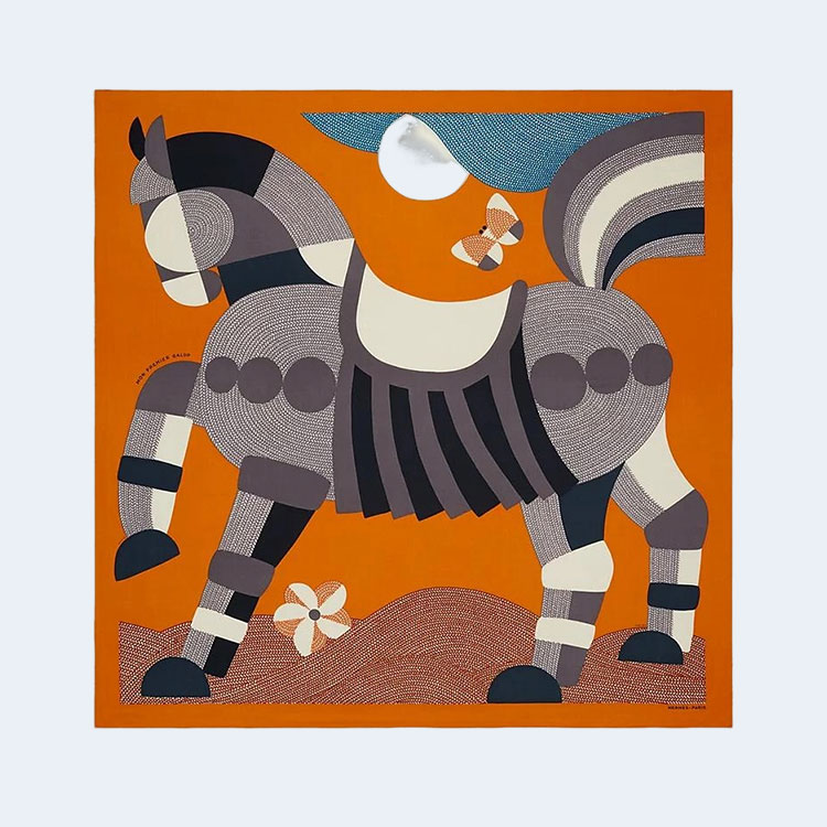 에르메스 Mon Premier Galop 140 오렌지 스카프