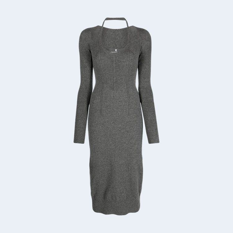 에르마노 설비노 홀터넥 니트 미디 드레스