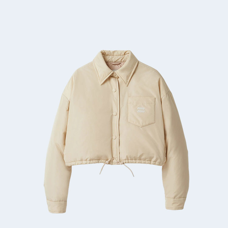 미우미우 크롭 테크니컬 패브릭 다운 패딩 자켓