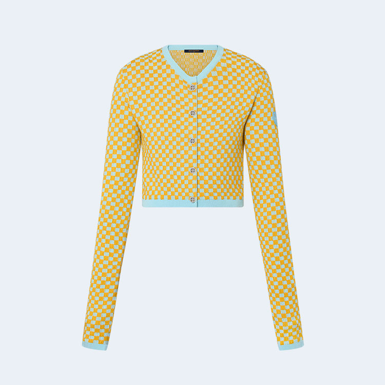 루이비통 다미에 니트 크롭 가디건