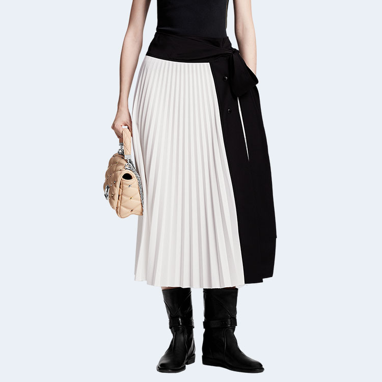 루이비통 보우 디테일 플리츠 랩 스커트 1AFFX2