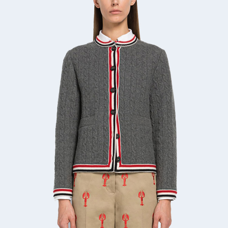 톰브라운 케이블 스티치 보일 울 가디건