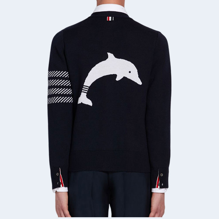 톰브라운 돌핀 아이콘 브이넥 가디건