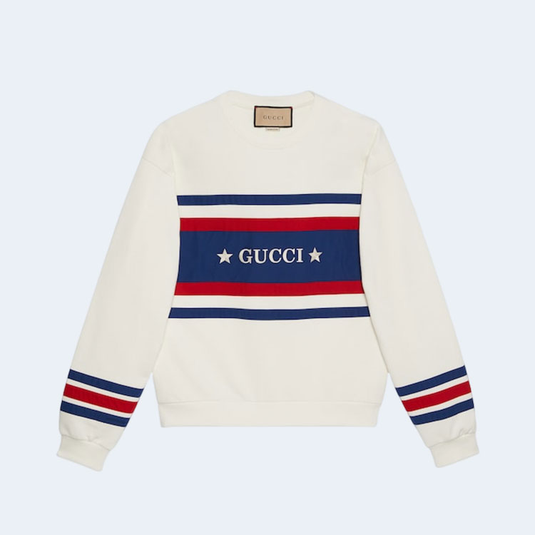 구찌 자수 디테일 코튼 저지 맨투맨