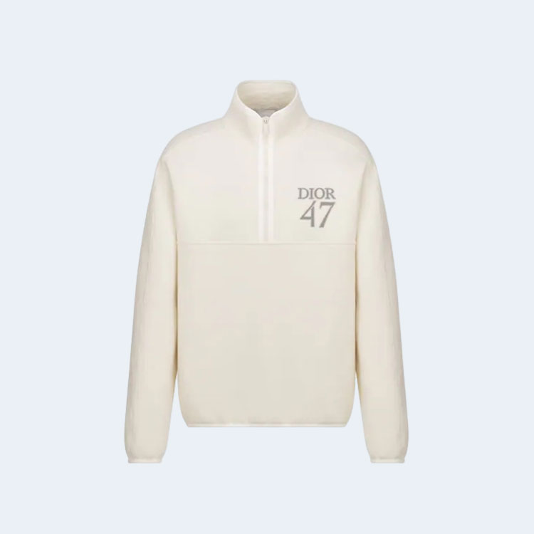 디올 코튼 플리스 칼라 스웨터 화이트