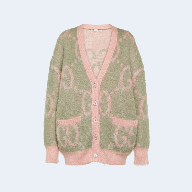 구찌 GG 자카드 모헤어 블랜드 가디건