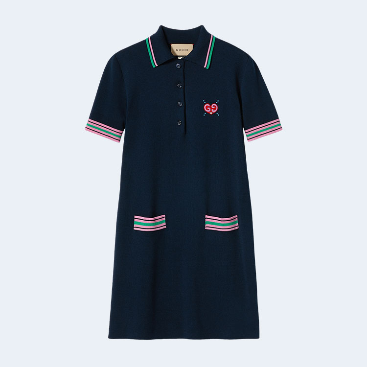 구찌 자수 디테일 파인 니트 드레스