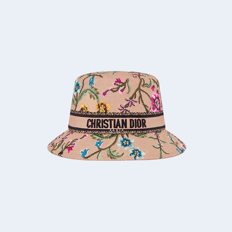 디올 D-BOBBY 페티 플로럴 베이지 스몰 버킷 햇