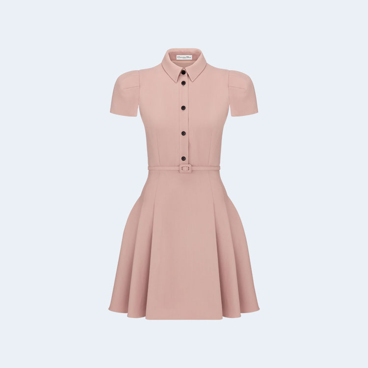 디올 플레어 벨트 울 실크 드레스