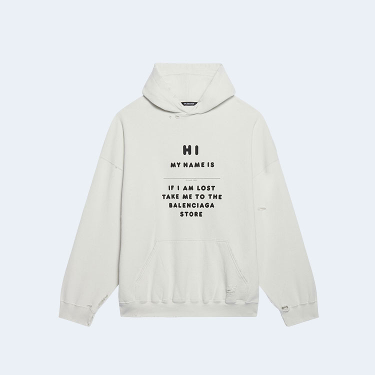 발렌시아가 하이 마이 네임 이즈 후디 화이트