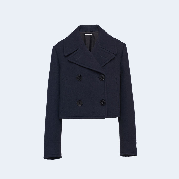 프라다 더블브레스트 패브릭 피코트