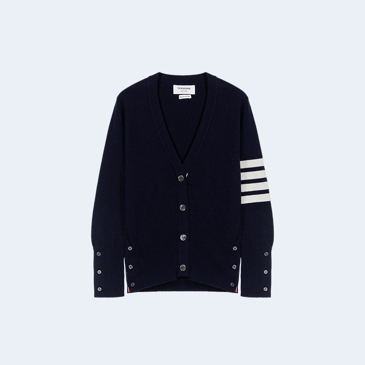 톰브라운 울 4바 스트라이프 밀라노 브이넥 가디건 (2color)