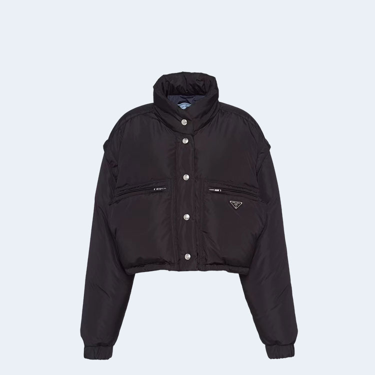 프라다 리나일론 크롭 다운 자켓