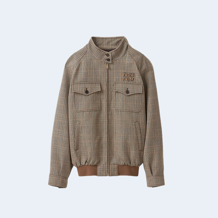 미우미우 프린스 오브 웨일즈 체크 블루종 자켓