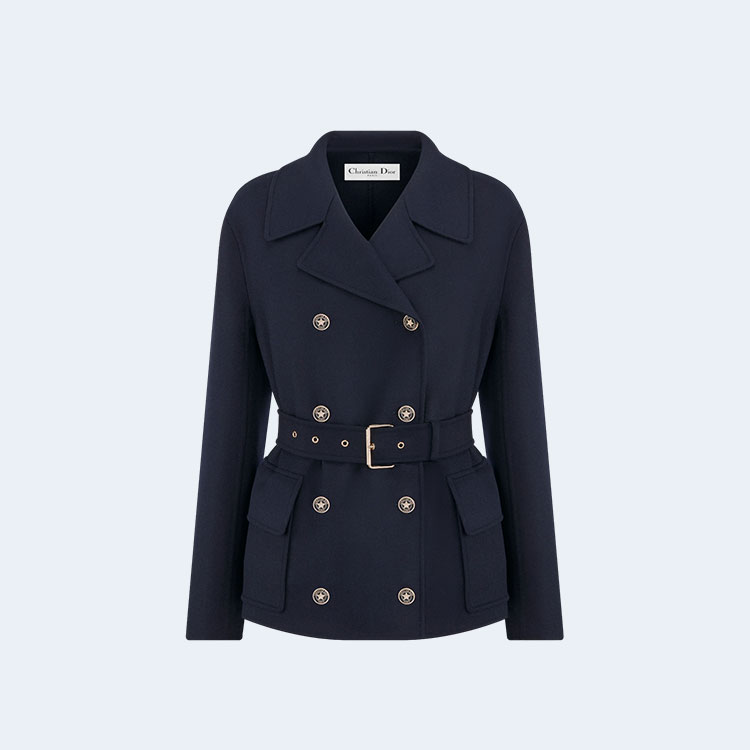 디올 벨트 크롭 울 블렌드 코트