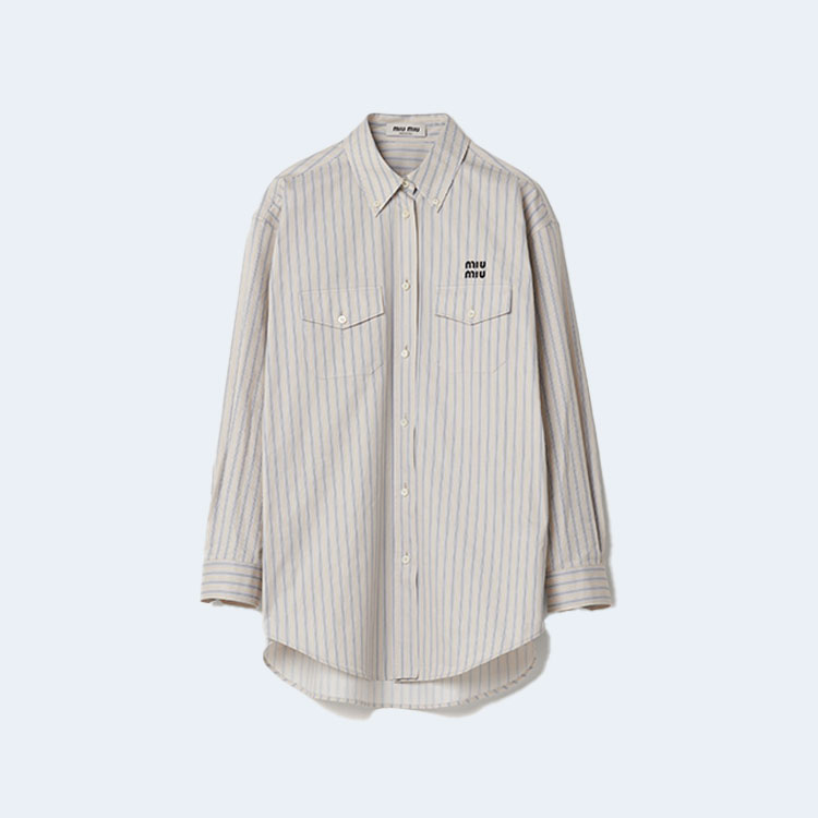 미우미우 스트라이프 코튼 셔츠