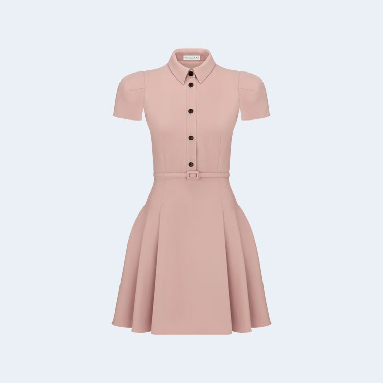 디올 플레어 벨트 드레스 핑크