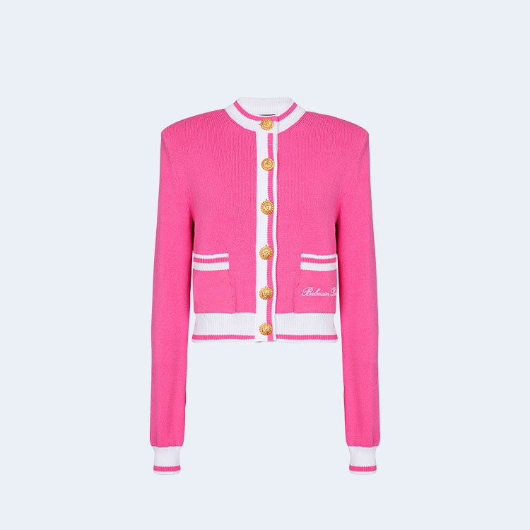 발망 시그니처 니트 가디건 화이트 핑크