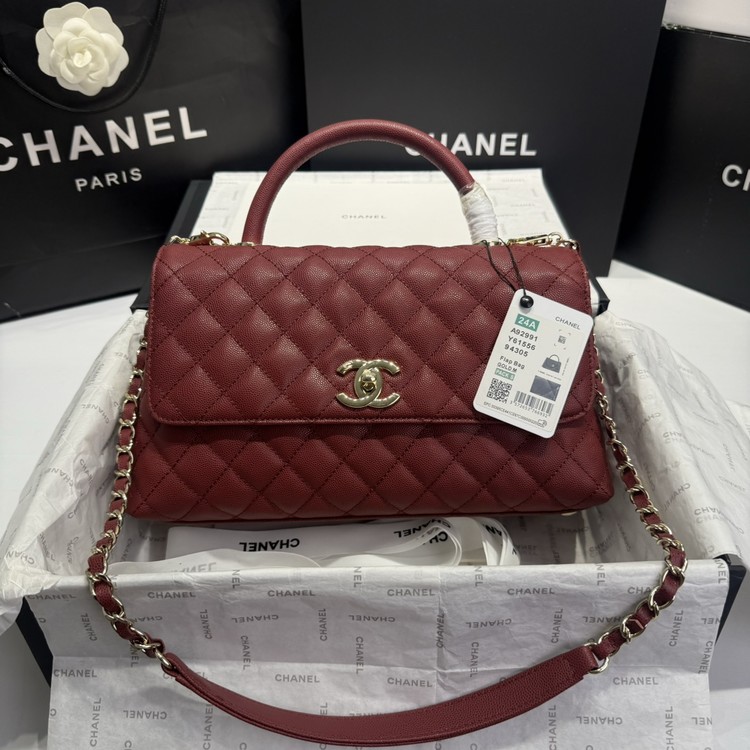 샤넬 24A COCO 탑 핸드 캐비어 백