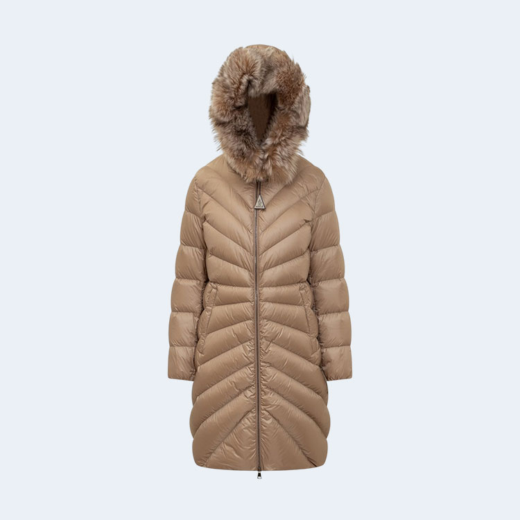 몽클레어 로고 CHANDRE 다운 롱 패딩 브라운