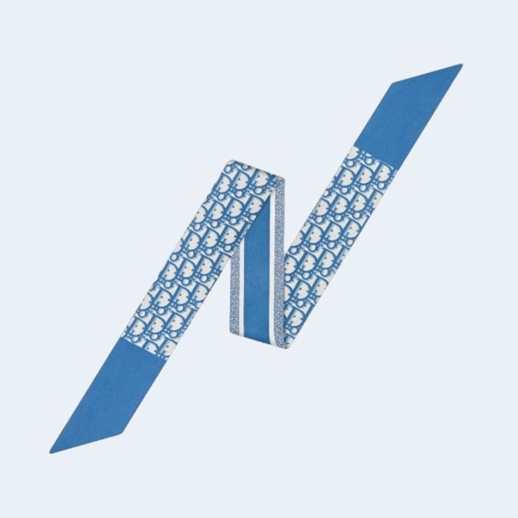 디올 오블리크 콘플라워 블루 실크 트윌 미차 스카프