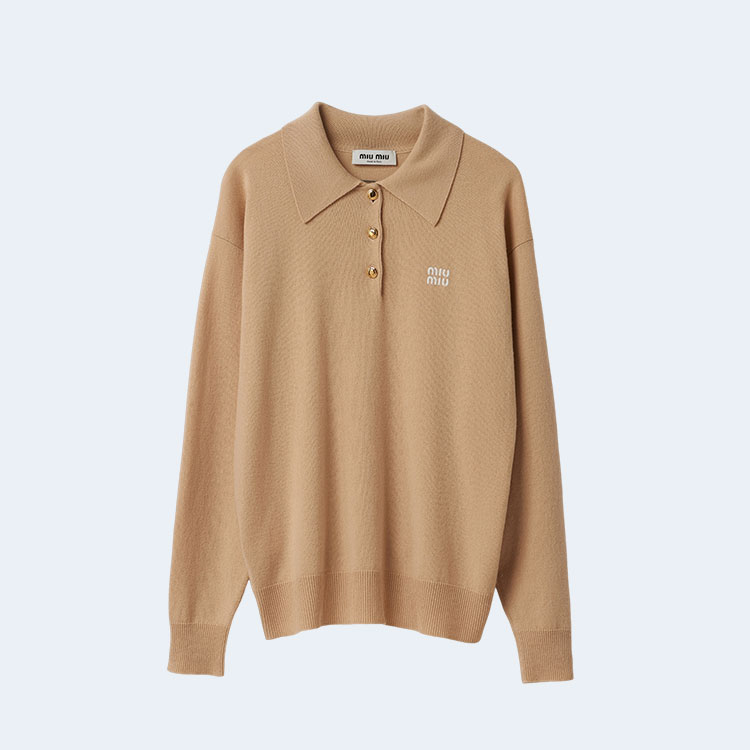 미우미우 캐시미어 니트 폴로 셔츠