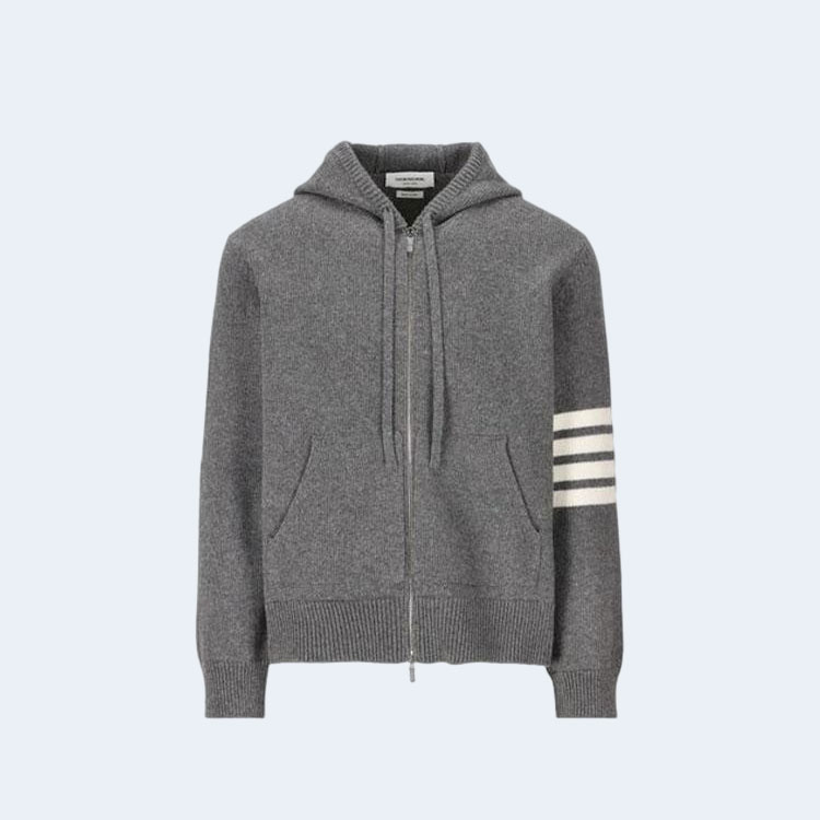 톰브라운 인타르시아 버전 울 집업 후디 그레이