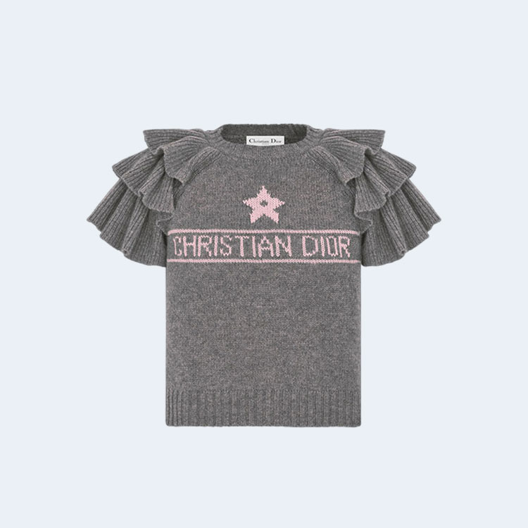 디올 러플 그레이 스웨터