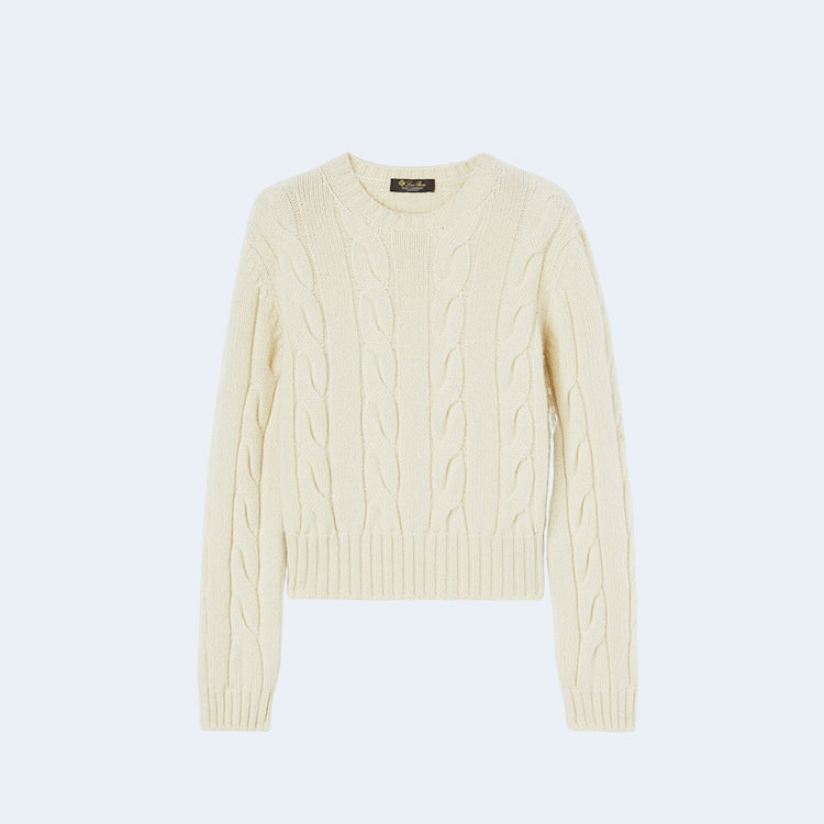 로로피아나 네피어 캐시미어 크루넥 니트 화이트