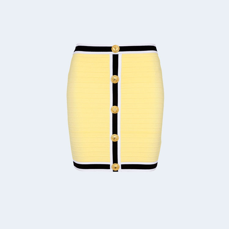 발망 니트 버튼 스커트 옐로우