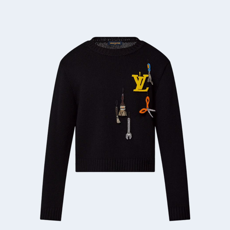 루이비통 툴 자수 크루넥 블랙