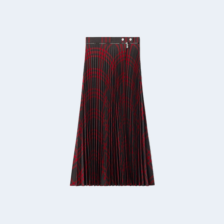 버버리 플리츠 체크 울 블렌드 스커트