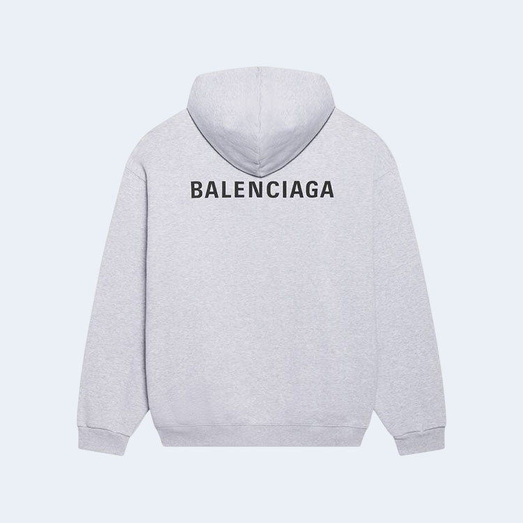 발렌시아가 로고 미디엄 핏 후디 그레이