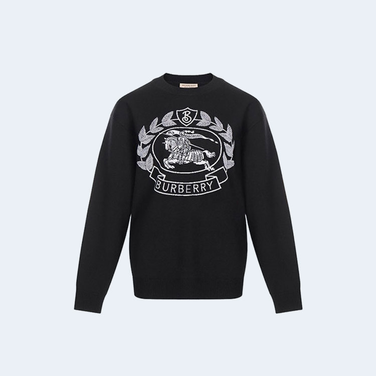 버버리 ekd 울 자카드 오버사이즈 니트 블랙