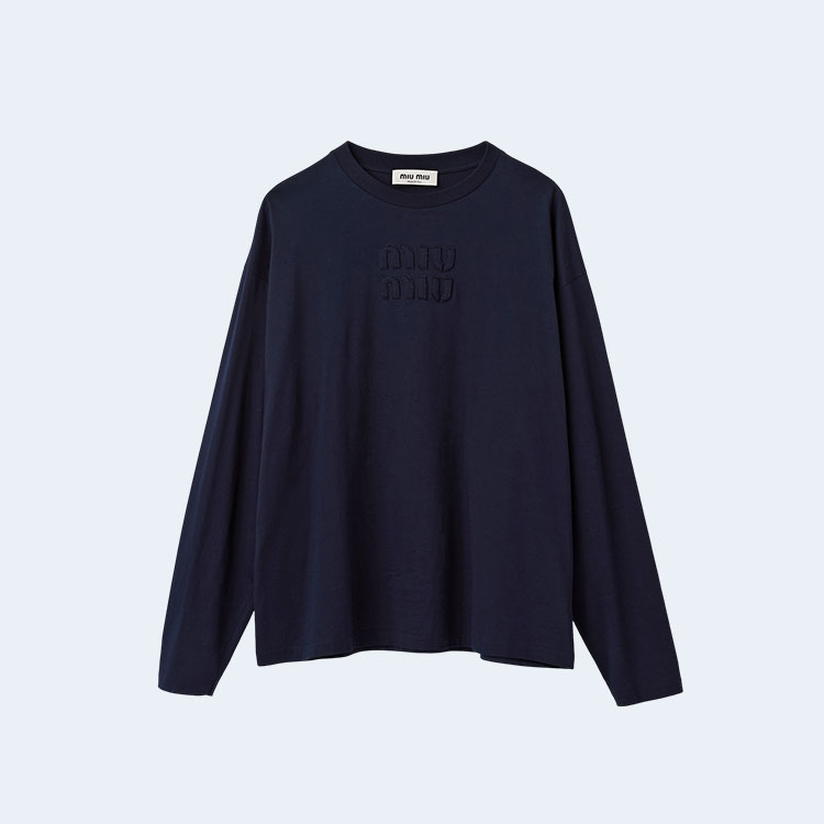 미우미우 로고 장식 코튼 블루