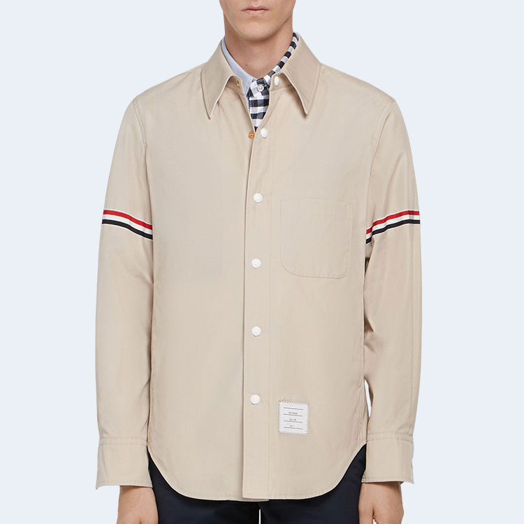 톰브라운 그로그래인 암밴드 셔츠 베이지