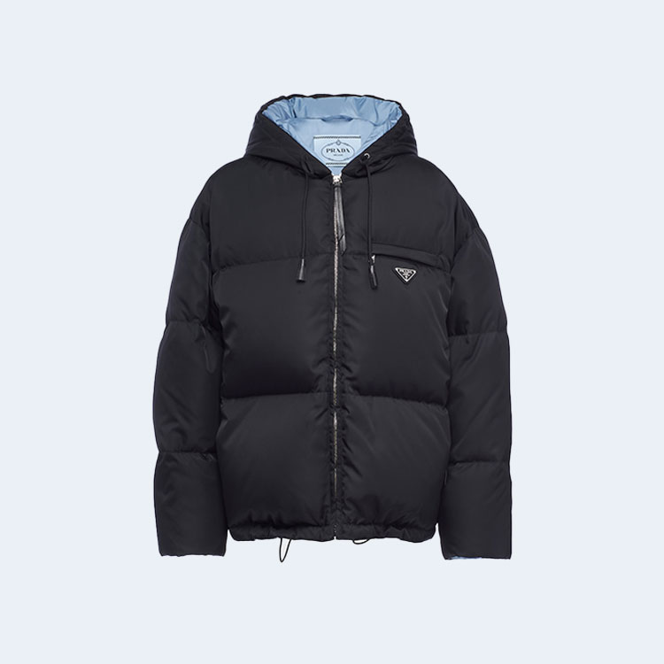 프라다 개버딘 리나일론 후드 다운 재킷