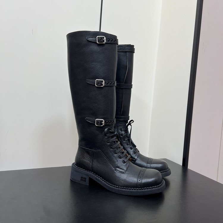 미우미우 룩 가죽 롱부츠  블랙